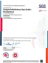 SGS-Zertifikat Brustzentrum ISO 9001  2023-2024